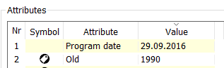 Value attributes in Edit program