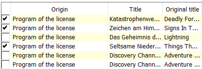 Results list with extended selection