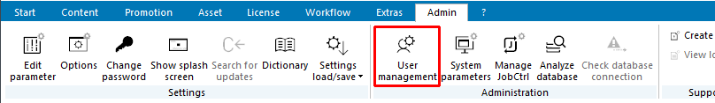 The user management in the CreateCtrl Suite 10